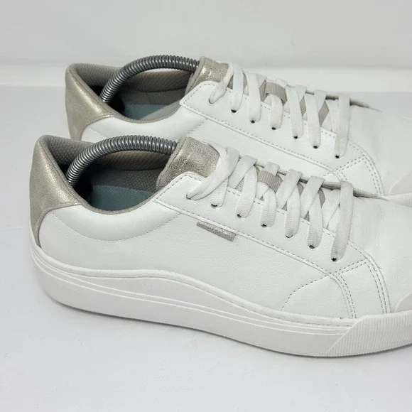 Dr Scholl's Women's Time Off Sneaker Size 9.5M White Gold Faux Leather - Picture 2 of 13